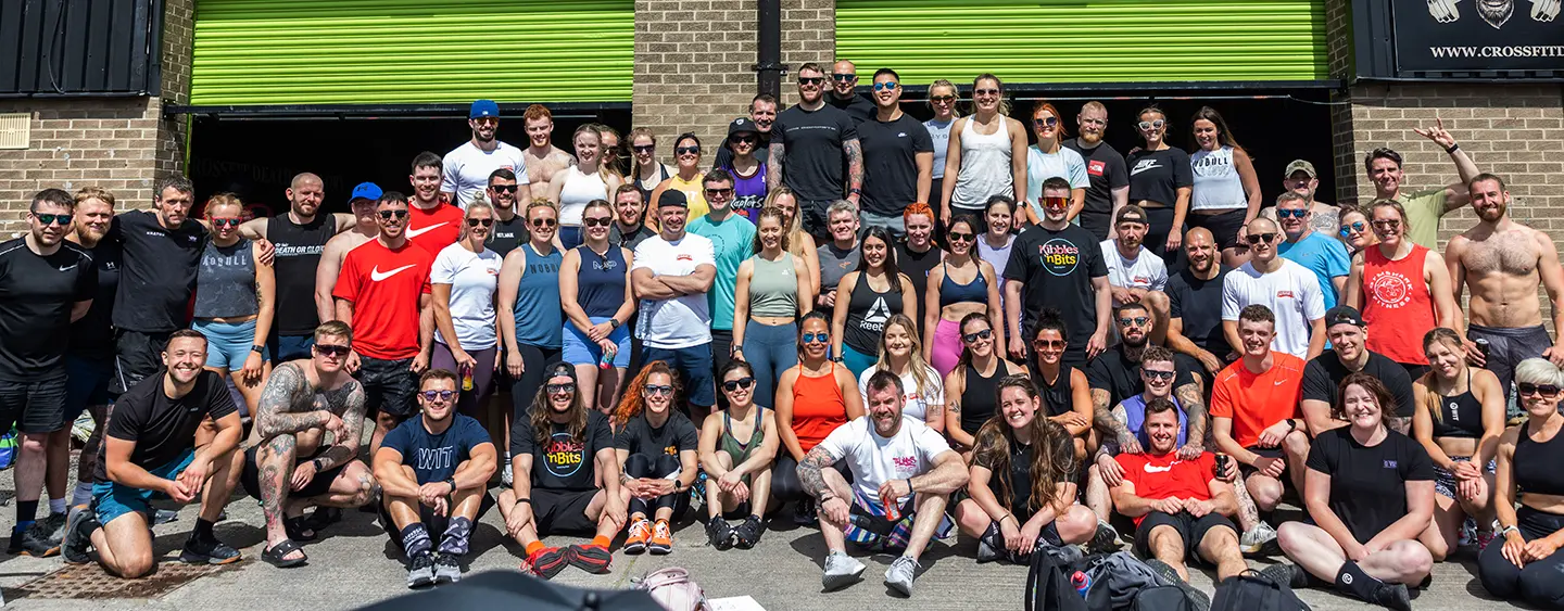 large group of members outside of the gym